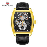 Relojes Forsining de Diseño Único con Dos Esferas para Hombre, Relojes de Pulsera Mecánicos Automáticos de Esqueleto para Uso Profesional