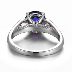 Bijoux <span class=keywords><strong>de</strong></span> mode <span class=keywords><strong>de</strong></span> haute qualité, <span class=keywords><strong>saphir</strong></span> <span class=keywords><strong>bleu</strong></span> rond <span class=keywords><strong>de</strong></span> 7,5 mm avec <span class=keywords><strong>bague</strong></span> en or blanc 14 carats, <span class=keywords><strong>saphir</strong></span> <span class=keywords><strong>de</strong></span> laboratoire cultivé, bagues <span class=keywords><strong>de</strong></span> fiançailles et <span class=keywords><strong>de</strong></span> mariage - Product Image 4