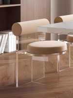Chaise de salle à manger suspendue mobile en acrylique transparent nordique de haute qualité avec dossier en velours pour meubles de maison