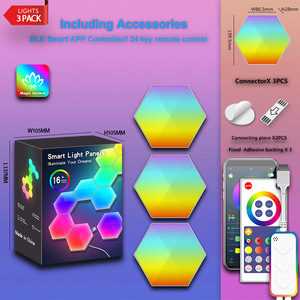 Lámpara RGBIC <span class=keywords><strong>con</strong></span> Sincronización Musical WIFI, Luz LED Hexagonal Quantum, Luces LED Inteligentes Tuya Wifi para Pared, Luces Modulares en Forma de Panal para Decoración del Hogar y Juegos - Product Image 6