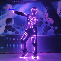 Costume de robot LED futuriste, best-seller, directement de l'usine - Vêtement de scène, combinaison lumineuse pour la danse, rave, Halloween, cosplay