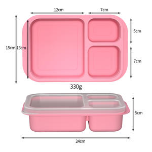 Caja Bento de silicona de grado alimenticio con logotipo personalizado, a prueba de fugas, 3 compartimentos, forma rectangular, tapa de almacenamiento, calentable, almuerzo apto para microondas - Product Image 5