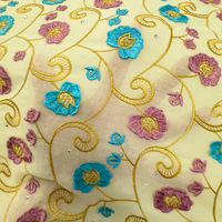 Tissu en dentelle de polyester soluble dans l'eau, brodé de fleurs, style ethnique, pour la confection de robes et jupes de soirée africaines
