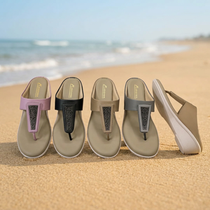 Sandales compensées d'été pour femmes, mules à bout ouvert, confortables et antidérapantes pour le quotidien - Product Image 1