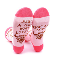 Chaussettes en coton pour hommes à motif fantaisie cheval et vache des Highlands