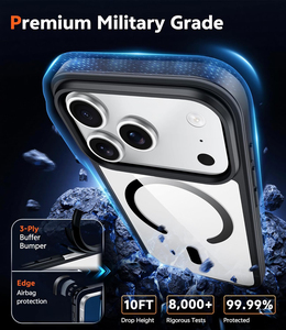 Funda Transparente de TPU y PC con Logotipo Personalizado para <span class=keywords><strong>iPhone</strong></span> 18 17 16 15 Pro Max con 2 Protectores de Pantalla de Vidrio Templado Magnéticos - Product Image 2