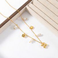 Collier élégant Gaovo multi-pendentifs en forme de cœur de cerise, fleur et perle, en acier inoxydable, chaîne de clavicule, bijoux de mode pour femmes