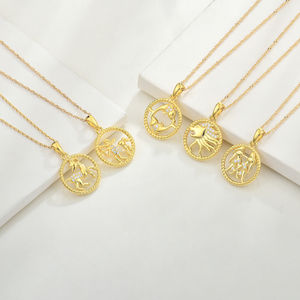 YILUN kalung liontin lapis emas 12 zodiak, perhiasan liontin tanda zodiak unik perak murni 925 - Product Image 2