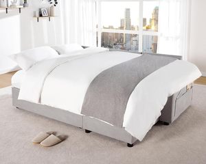 Sofá <span class=keywords><strong>Cama</strong></span> Extraíble <span class=keywords><strong>con</strong></span> <span class=keywords><strong>Chaise</strong></span> de Almacenamiento Sofá <span class=keywords><strong>Cama</strong></span> Multifuncional <span class=keywords><strong>con</strong></span> Puertos de Carga USB y Portavasos - Product Image 5