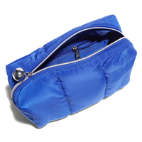 Sac de maquillage matelassé en nylon bleu personnalisé Royal Fair, pochette de rangement cosmétique, sacs de voyage avec fermeture à glissière pour femmes
