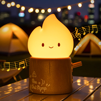 Veilleuse rechargeable à effet flamme en forme de souche, avec lumière d'ambiance à intensité variable et bruit blanc apaisant pour enfants