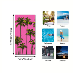 Serviette de <span class=keywords><strong>plage</strong></span> rose pâle à motif de palmiers, surdimensionnée, séchage rapide, légère, sans sable, pour voyage, piscine, camping - Product Image 4