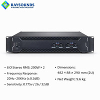 Amplificateur de puissance professionnel 2 canaux 200W x 2, 8 ohms, montage en rack 2U, amplificateur stéréo PA pour système audio professionnel, usine OEM