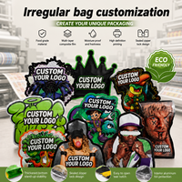 Sacs Mylar personnalisés 3,5g Cali Packs, sacs Mylar découpés sur mesure, sacs d'emballage en plastique anti-odeur, sacs à fermeture éclair holographiques pour fleurs