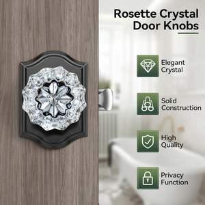 Calzibeno <b>Crystal</b> Door <b>Knob</b> Matte Black Rosette Traditional Design Easy Installation Interior Door Handle - Product Image 2