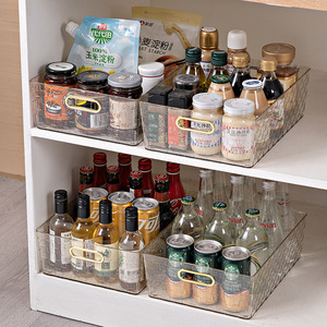 Transparent Gold Powder <b>Storage</b> <b>Basket</b> Rectangle With Handle For Books Cosmetics Desktop Organization - Product Image 4