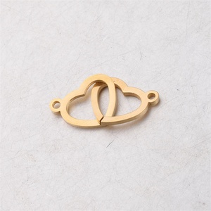 High Quality Stainless Steel Gold Plated Hollow Double <b>Heart</b> Shape Pendant Charms for Necklace - Product Image 6