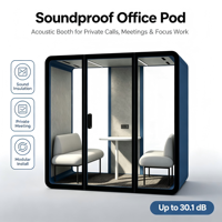 Mini-bureaux modulaires préfabriqués portables insonorisés en verre verrouillables pour espaces de travail privés modernes et économiques