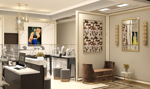 Lujo Diamante Oro Venta al por menor Joyería Vitrinas Venta al por mayor Muebles de vidrio Diseño de mostrador con luz LED para Centro Comercial Exhibidores de joyería - Product Image 3