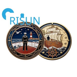 Monedas <span class=keywords><strong>de</strong></span> desafío inspiradoras y motivacionales náuticas con ancla <span class=keywords><strong>de</strong></span> velero y símbolo <span class=keywords><strong>de</strong></span> fuerza <span class=keywords><strong>de</strong></span> marinero, personalizadas al por mayor - Product Image 4