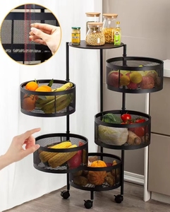 Carro de almacenamiento de cocina de <span class=keywords><strong>metal</strong></span> portátil de 3 niveles con ruedas, cesta de carrito para el hogar para almacenamiento doméstico - Product Image 3