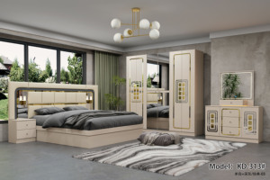 King Size Wood Bed <strong>Wardrobe</strong> <strong>Closet</strong> Sets Luxury Queen Beds Dresser Bedroom Furniture Se - Product Image 3