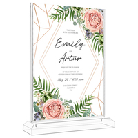 Porte-affiche transparent A6 Présentoir de menu de table Support de bureau en plastique double face pour bureau à domicile Fête de mariage Restaurants