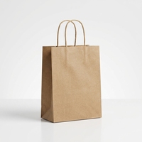 Sac en papier kraft brun en gros avec poignée, impression personnalisée, sac cadeau, sac de livraison rapide pour la restauration rapide, sac de courses