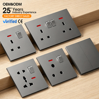 Interrupteurs et prises électriques en plastique élégants et durables, norme britannique BS1363, pour la décoration intérieure, 250V~, interrupteur mural 1 gang 1 voie/2 voies