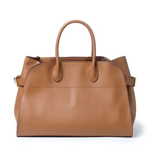 Top high quality genuine leather fashion women tote bag brand office large handbag and purse custom logo