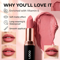 Rouge à lèvres magnétique personnalisé avec logo, fini velours mat, enrichi en vitamine E, waterproof, longue tenue, haute pigmentation, marque privée, cosmétique pour les lèvres.