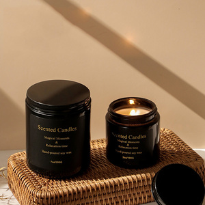 Vela Aromática Premium de 7oz Sin Humo con Logotipo Personalizado en Frasco de Vidrio Negro con Cera - Product Image 3