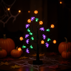 Halloween Tree <b>Lights</b> 1.97FT Black LED Decorative Indoor Tabletop Party Lighted Tree With <b>Timer</b> Adjustable Twigs - Product Image 2