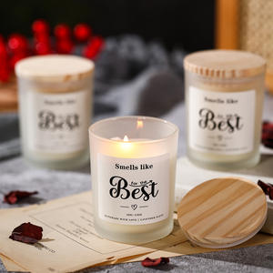 Bougie parfumée en cire de soja de luxe LANJO, dans un bocal en verre avec couvercle en bois, pour la décoration de la maison, Halloween, Noël, la Saint-Valentin, Diwali - Product Image 1