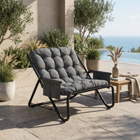 Chaise longue d'extérieur 2 places imperméable en maille, structure en acier avec revêtement en poudre, coussin en polyester 180g et coton PP pour chambre et école