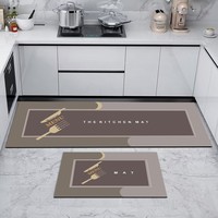 Ensemble de tapis de cuisine 2 pièces, minimaliste, élégant, doux, en boue de diatomée, avec dos en caoutchouc, polyester absorbant, lavable, décoration de sol