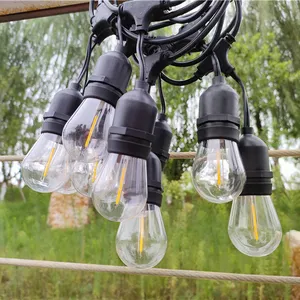Varal led de 10m, exterior, para economia de energia, luzes s14, lâmpadas led, com 10 soquetes, para pátio, luzes fortes de corda