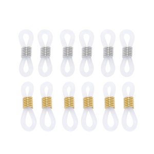 Kacamata hitam karet kait jepret baja tahan karat konektor ujung putaran DIY kacamata rantai perlengkapan pembuatan perhiasan - Product Image 1