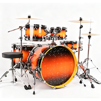 Professional Heavy-Duty 3-Cymbal Wood Metal Drum Set with Customizable Color/Logo Included