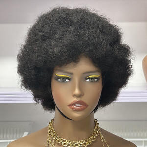 Perruques en cheveux humains afro de 10 pouces, densité 300%, fabrication mécanique, perruque courte sans colle, cheveux humains bruts pour femmes noires africaines - Product Image 2