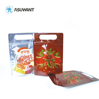 Sachet Doypack de Noël refermable avec fermeture éclair, motifs personnalisés variés, en matériau recyclé GRS 30%, pour bonbons et cadeaux