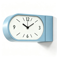 Jam Dinding Sudut Minimalis Kayu Biru Muda dengan Quartz, Dapat Digunakan Sebagai Jam Meja dan Jam Dinding untuk Kamar Tidur dan Ruang Tamu