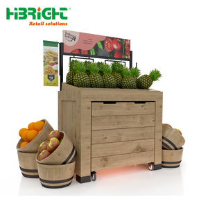 Étagère mobile haut de gamme en bois pour fruits et légumes, avec roulettes, pour marché de produits frais - Product Image 4