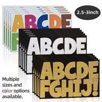 Autocollants lettres et chiffres dorés et argentés, grands, 2,5 à 3 pouces, brillants, imperméables, autocollants pour tableau d'affichage de classe, boîte aux lettres