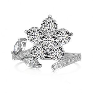 Dylam Personalized Stylish Design 925 Sterling Silver <b>Dainty</b> Leaf Flower Shape 5A Cubic Zirconia Daily Dress up Jewelry <b>Rings</b> - Product Image 1