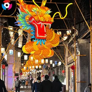 2024 nouveau parc à thème de scène de personnalisation de dragon chinois géant long décoré de lumières d'ambiance lanterne à la main