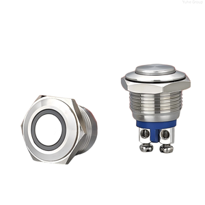 Interruptor de Botón Pulsador Corto de 16 mm, Cabeza Plana, Terminal Largo, Color Negro - Product Image 1