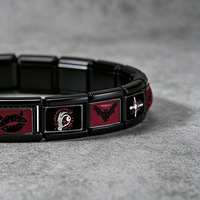 Bracelet à maillons 9 mm en acier inoxydable, style néo-gothique Y2K, breloques italiennes noires et dorées, cadeau bijoux Saint-Valentin en gros