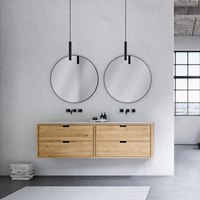 Guanda, usine professionnelle, produit des meubles de salle de bain modernes en chêne naturel, à fixation murale, avec double vasque, écologiques