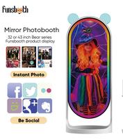 Station de selfie compatible Funsbooth pour les réseaux sociaux - Photobooth avec miroir LCD, autocollants modèles et imprimante photo beauté